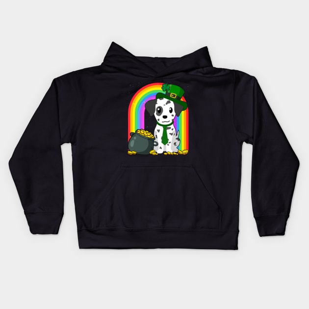 Dalmatian Rainbow Irish Clover St Patrick Day Dog Gift product Kids Hoodie by theodoros20